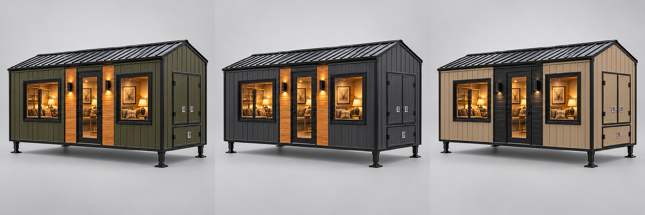 Forest olive siding with cedar accents and black trim